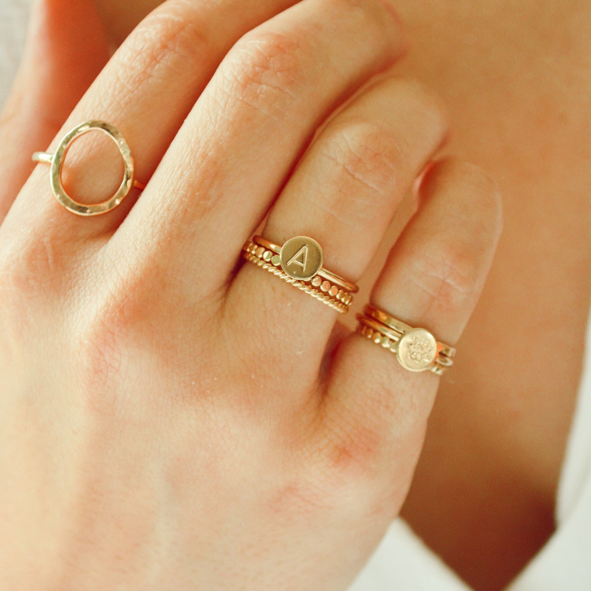stacking gold and pearl ring bands