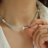 Aquamarine x Pearls Necklace