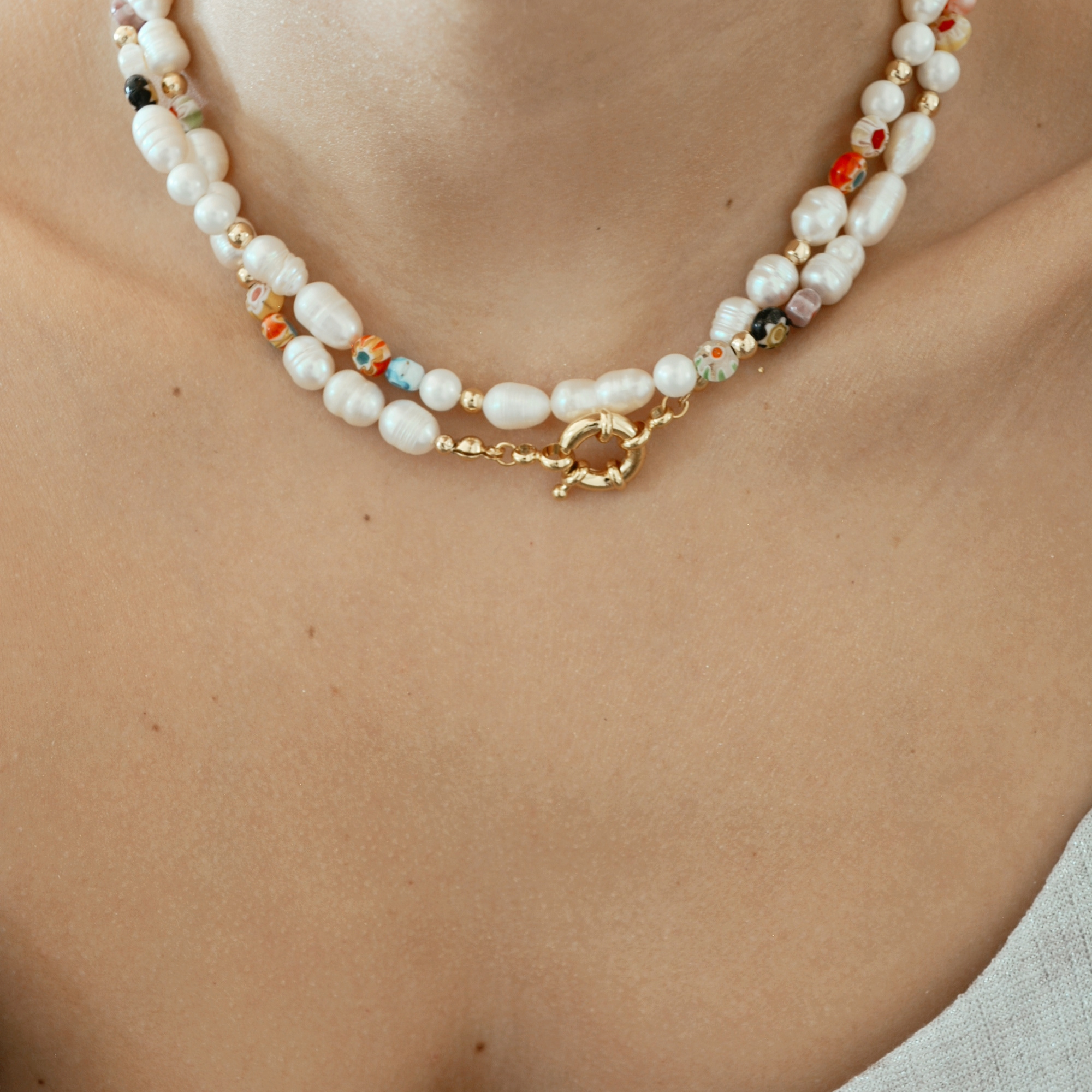 flower pearl necklace