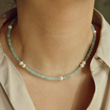 Aquamarine x Pearls Necklace