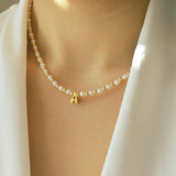 Pearl & Gold Initial Necklace