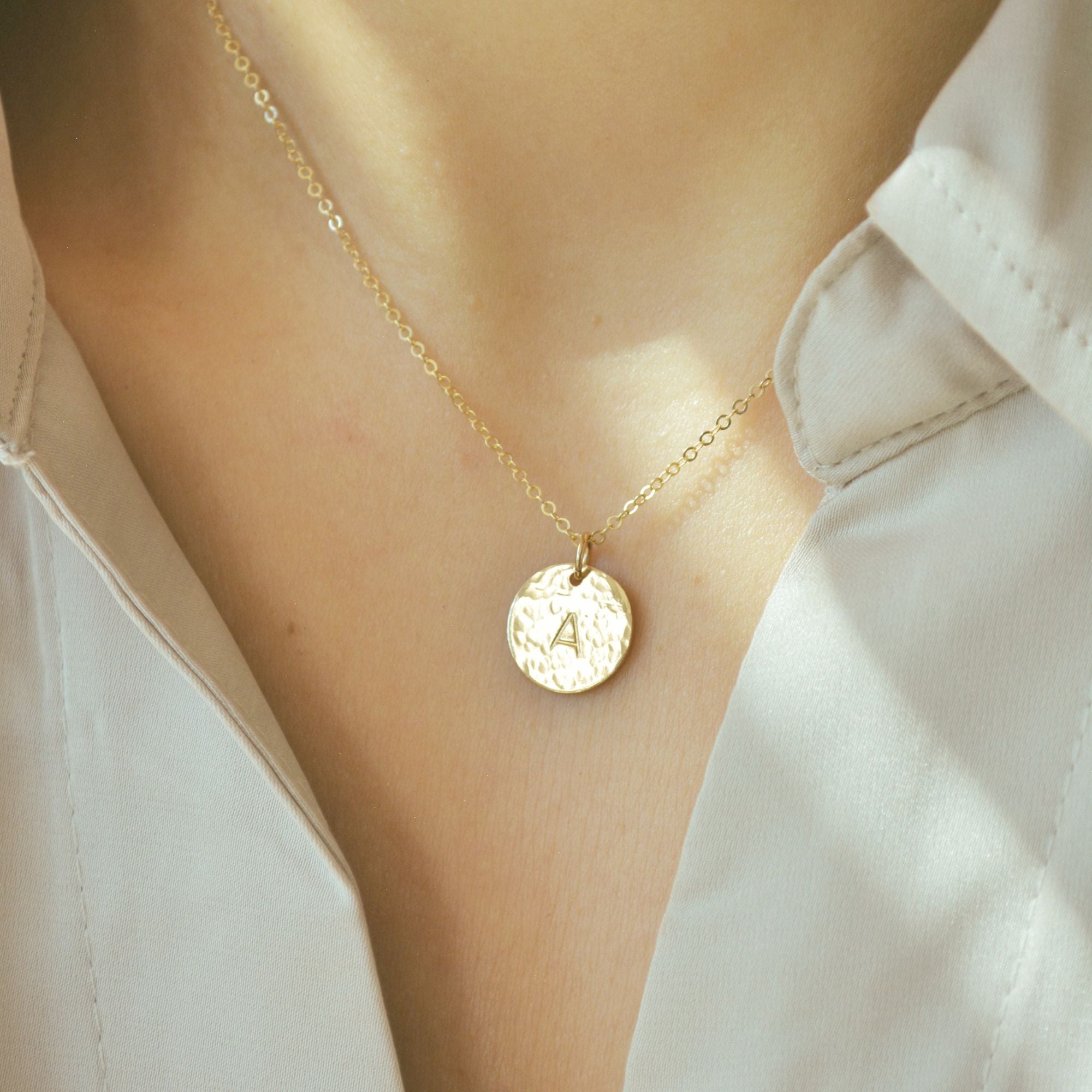 IBB Personalised 9ct Gold Overlapping Disc Initial Pendant Necklace, Gold  at John Lewis & Partners