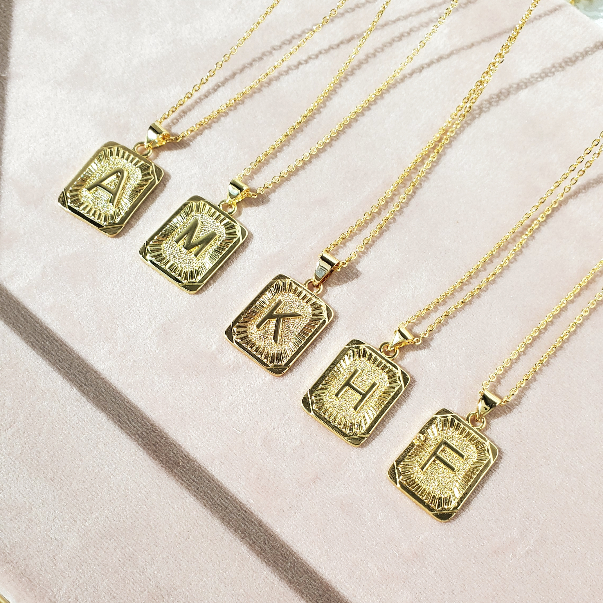 Initial Letter Pendant Necklace A B S Charm Gold Capital Stainless Steel Letter  Square Necklace For Women Alphabet Choker Jewely | Wish