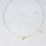 Gold Pearl Initial Necklace 