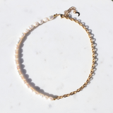 Half & Half Pearl and Chain Necklace
