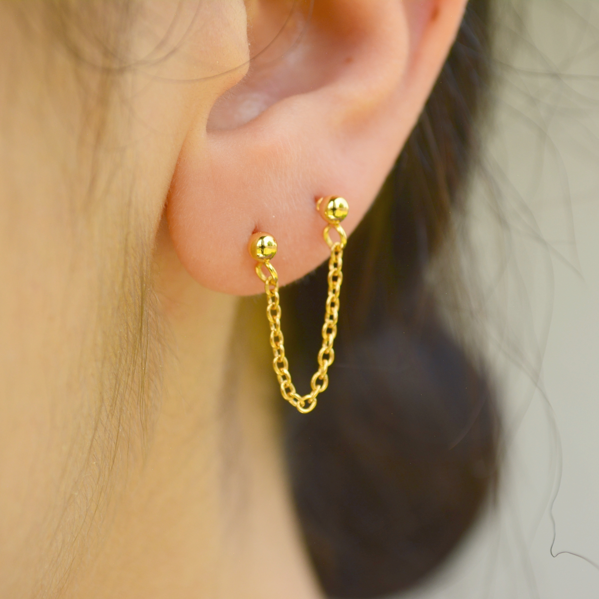 Double Piercing Earrings,