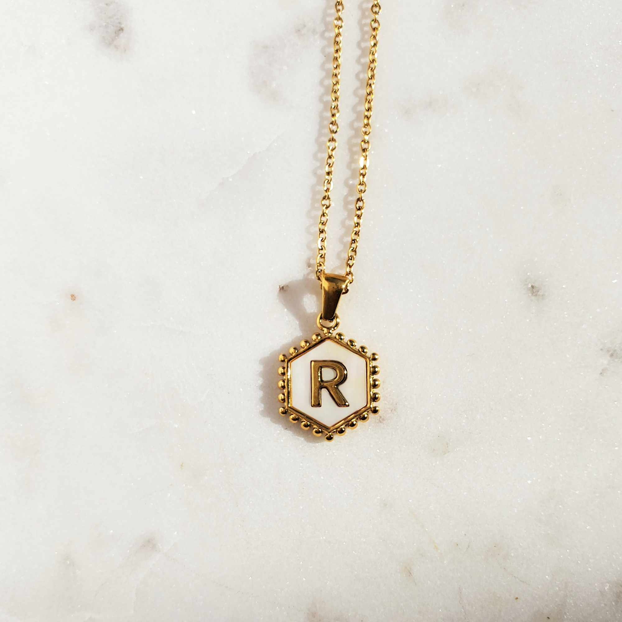 pearl initial necklace
