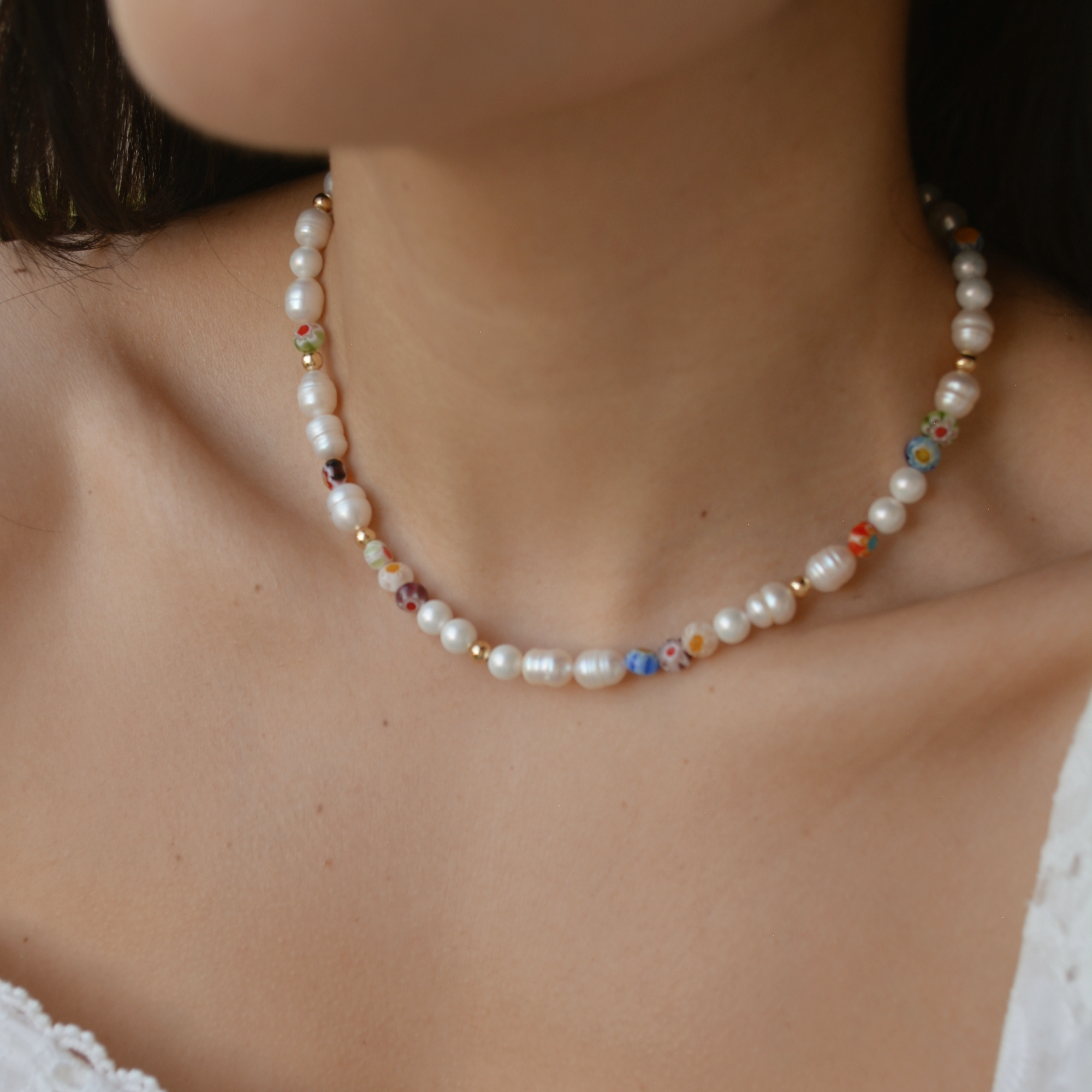 flower pearl necklace
