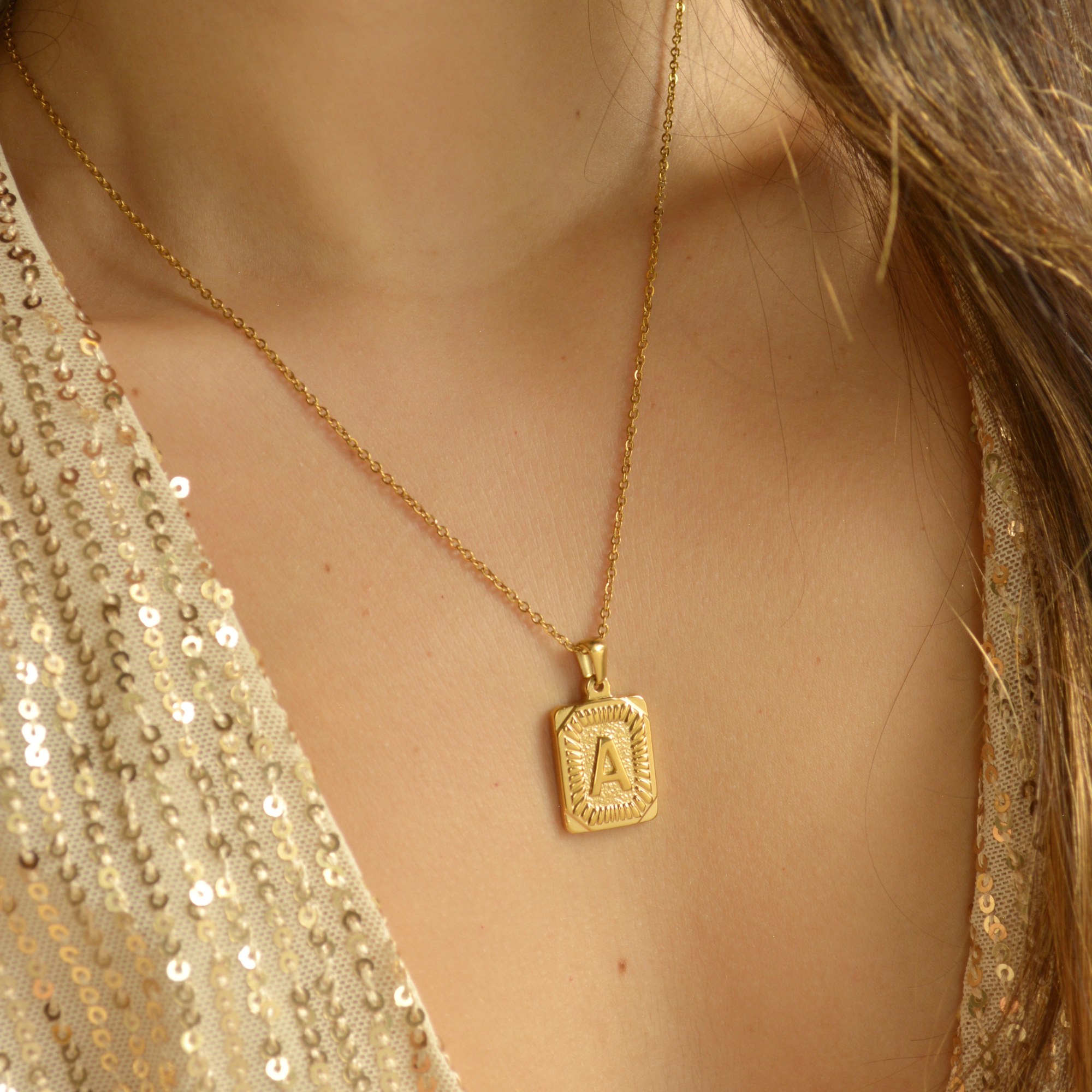 Square Pendant Letter Necklace – Alma Libre Jewelry