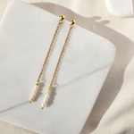 Long dangle Pearl Earrings