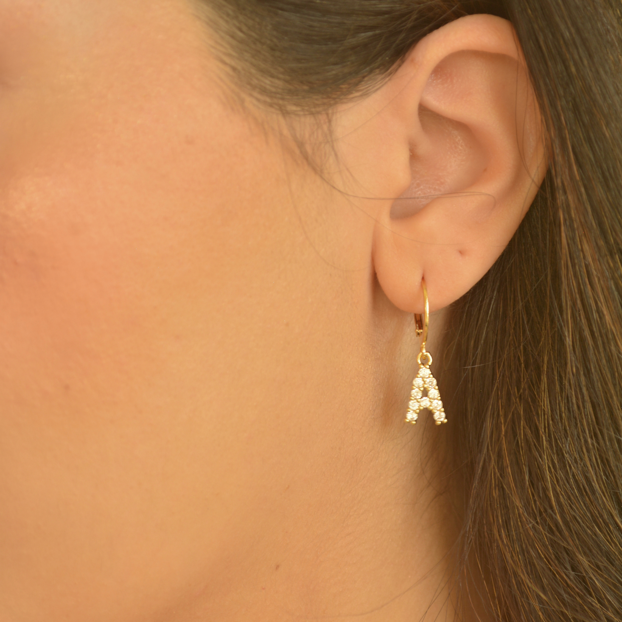 Cz Initial Earrings