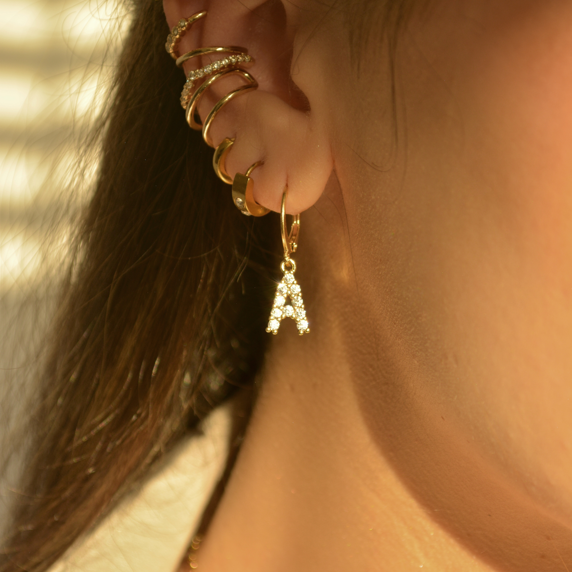 Cz Initial Earrings